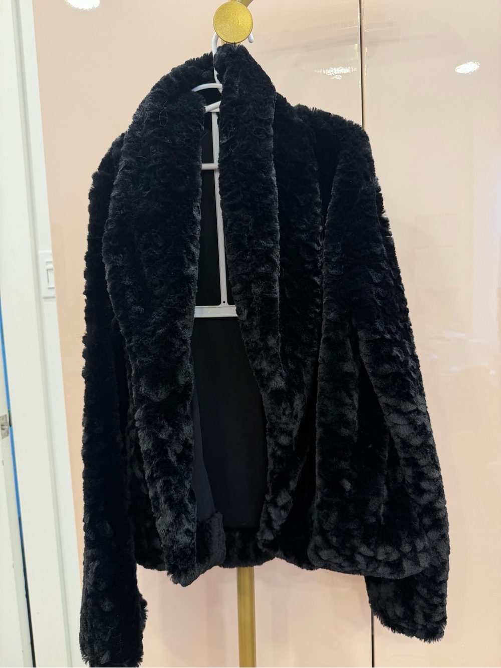Xhilaration Black Teddy Faux-Fur Jacket